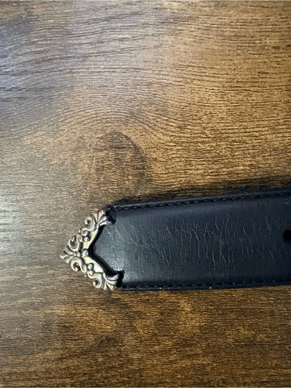Fossil Vintage Black Leather Belt with Ornate Metal Concho Medallions Size M